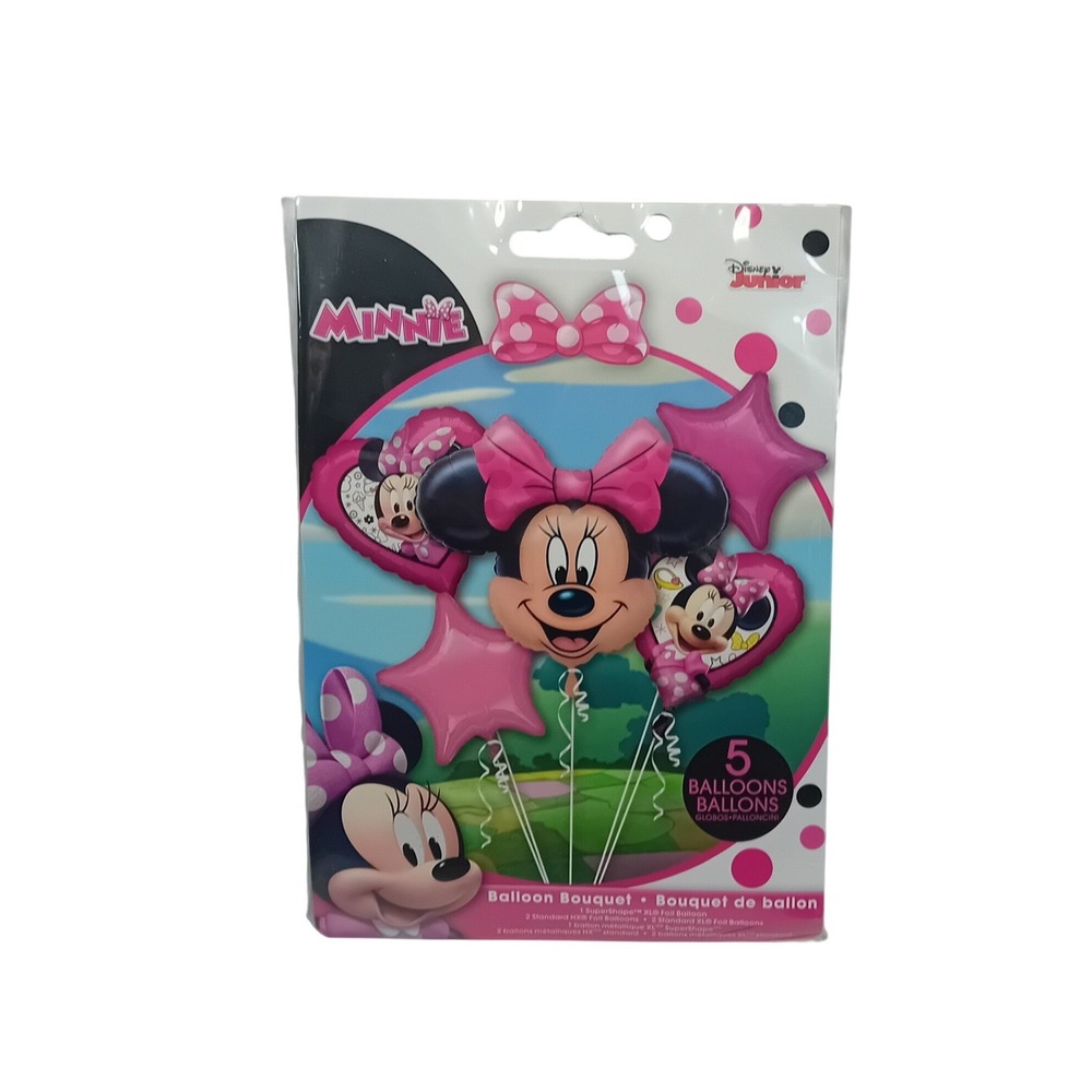 NEW Deadstock Disney Minnie Mouse Balloon Bouquet‎ Set 5pc Foil Party Decor READ